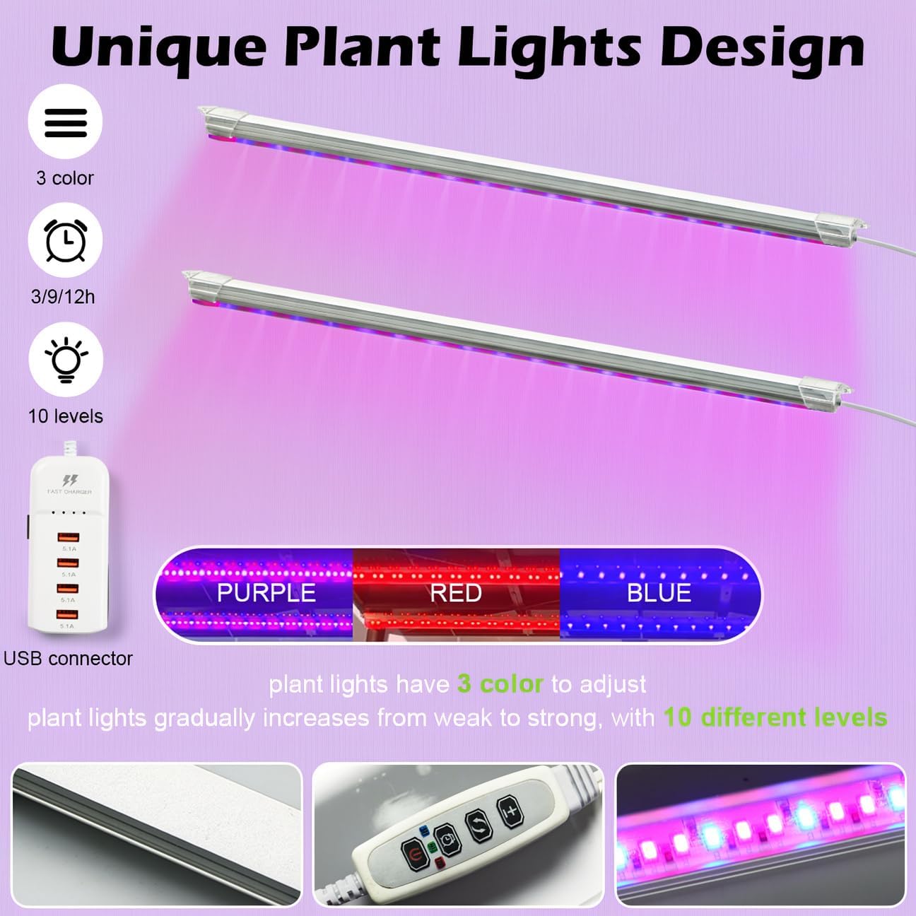 BTPLASTIK Plastic Plant Stand, with Red & Blue LED Grow Light, Universal Plant Seedling Tray Organizer - with Ventilated Mesh, for Indoor/Outdoor Gardening, Durable Plant Pot Holder