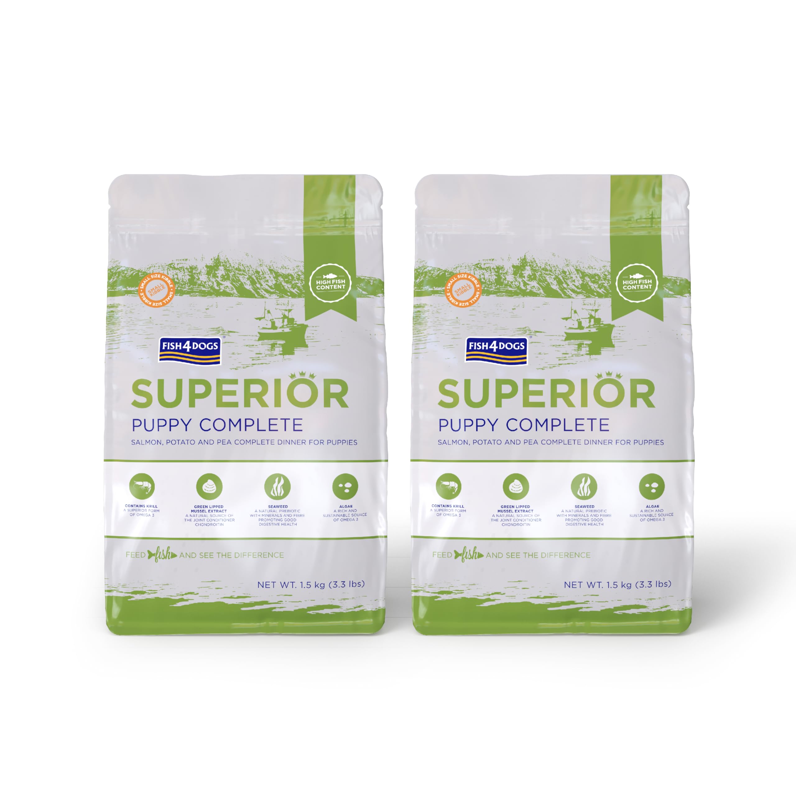 Fish4Dogs Superior Puppy (Small Kibble) 1.5kg x 2