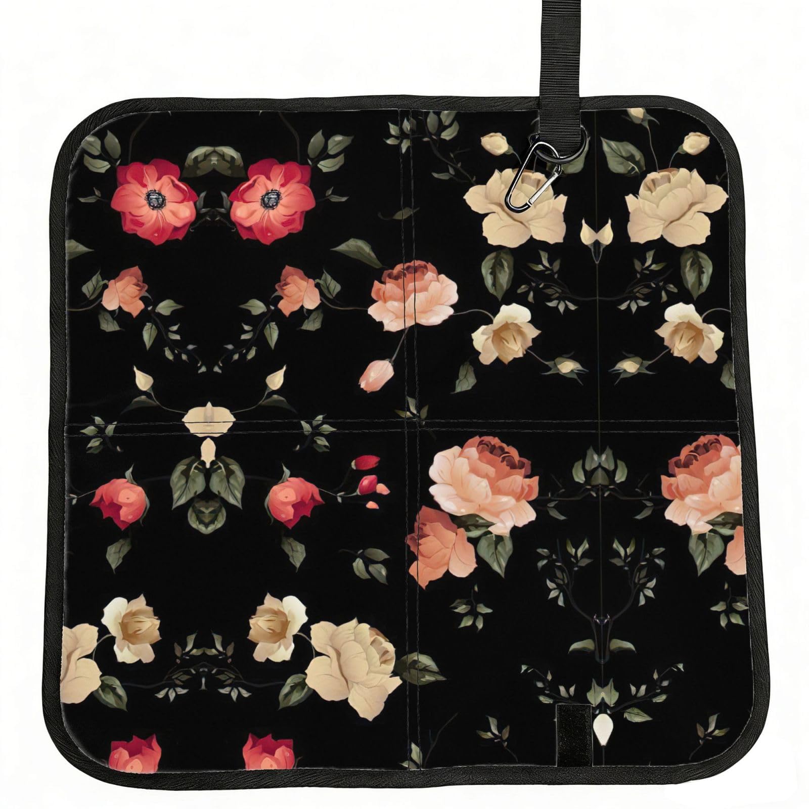 SDEGTHO Autumn Beautiful Floral Printed Foldable Seat Pad with Closure, Lightweight Cushion for Airplane Travel Camping