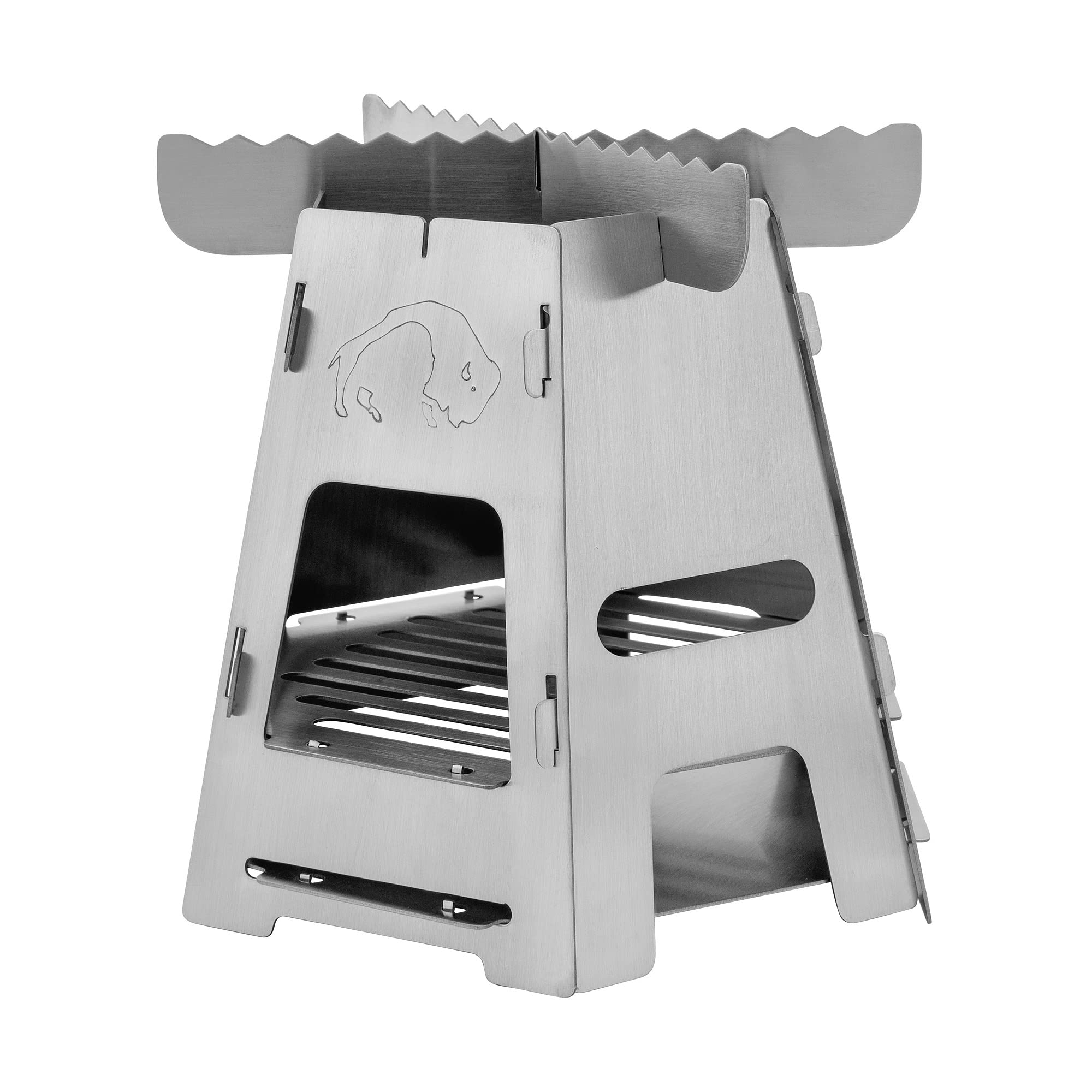 Tatonka Outdoor-Kocher Hobo Burner - Holzofen aus Edelstahl - flach zerlegbar, leicht und platzsparend - für feste Brennstoffe