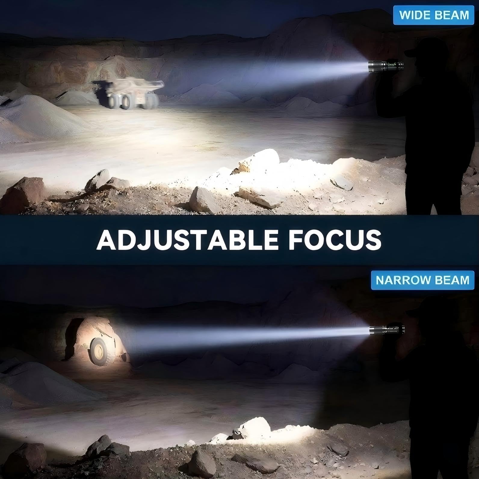 Flashlight Rechargeable, 2Pack 990,000 High Lumens Super Bright LED Flashlights, IPX6 Waterproof, 3 Light Modes, Zoomable, Type-C Charging Flash Light with USB-A Output for Camping, Emergency, Home - 5