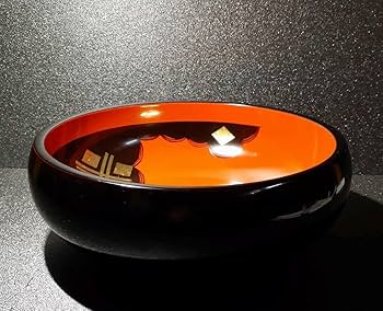 秀衡塗り(木製) 漆器 高台ボウル 黒地 金色 赤色 装飾 秀衡塗り(木製) 漆器 高台ボウル 黒地 金色 赤色 装飾 お椀