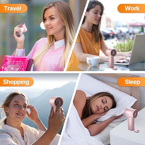 Miniatura 8 de Ventilador turbo portátil de mano Mini ventilador ajustable de velocidad (1-120) con modo de enfriamiento Batería recargable de 5000 mAh Cuerpo