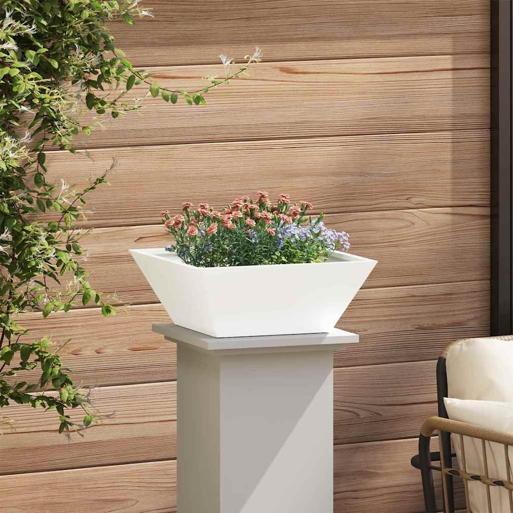 Minimalistyczna Donica Ogrodowa Biała 40x40x15 cm Stal Zimnogięta Nowoczesna Metalowa Skrzynia na Kwiaty na Taras i Balkon Odporna na Warunki Zewnętrzne Łatwy Montaż