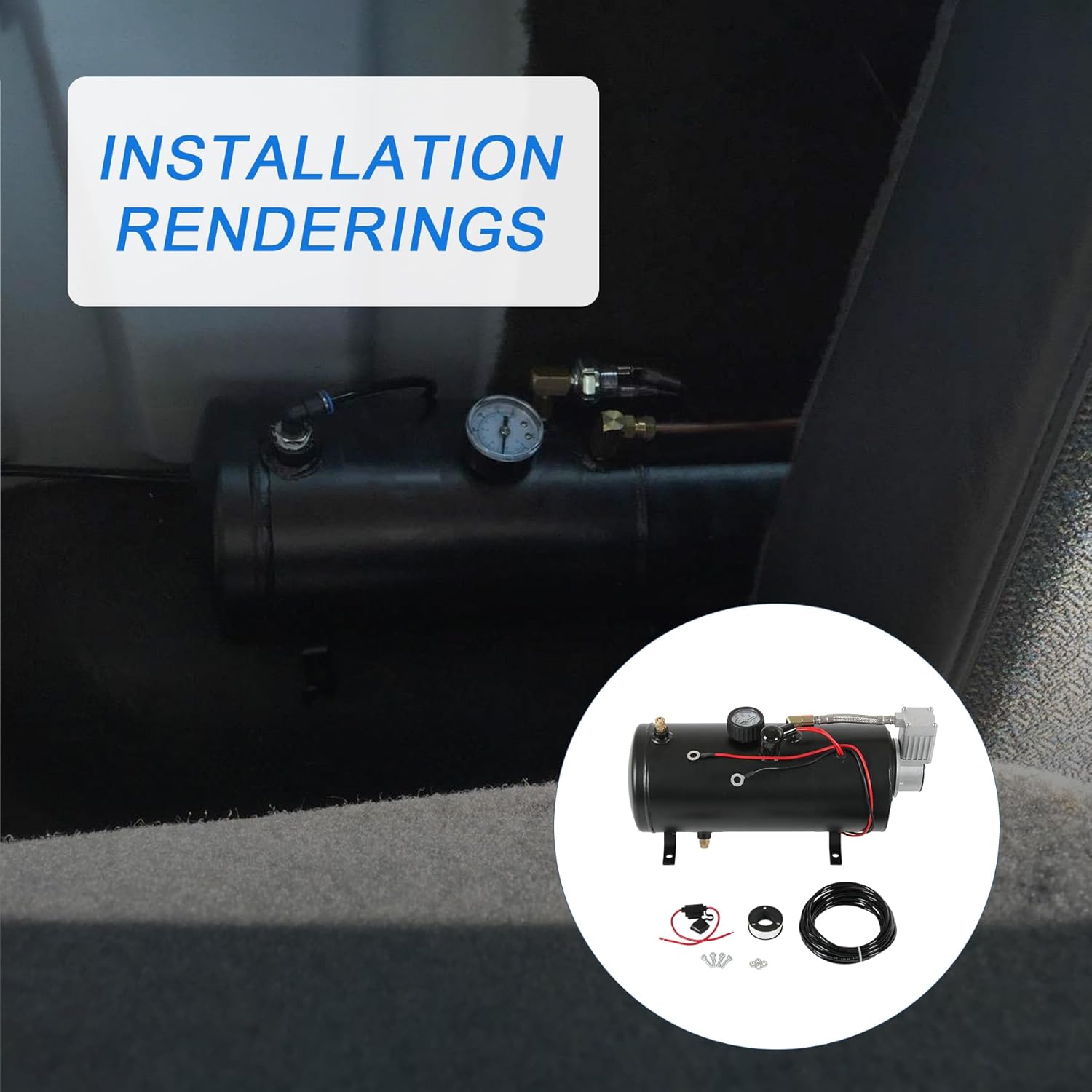 DC 12V MAX 150PSI Air Compressor Tank Pump with 3 Liter Tank 0.8 Gallon Portable Air Compressor Pump for Train Truck Pickup Motorhome Horns On Board 3L Train Inflator - Image 7