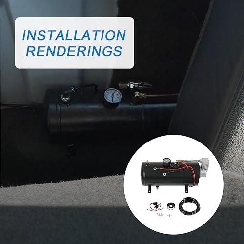 Miniatura 7 de Bomba de tanque de compresor de aire DC 12V MAX 150PSI con tanque de 3 litros, bomba de compresor de aire portátil de 0.8 galones para tren, camión,