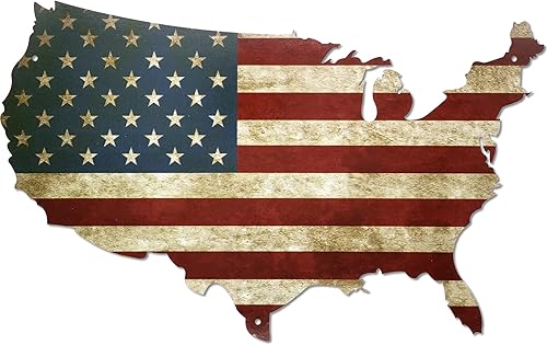 Tegik Letrero de metal para decoración de pared de bandera estadounidense arte de pared de metal patriótico para hombre cueva de bar garaje grande