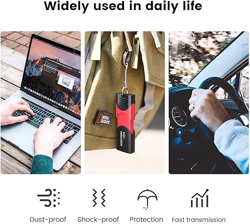 Miniatura 7 de KOOTION Unidad flash USB 3.0 de 128 GB retráctil de 128 G Zip Drive Ultra Alta Velocidad USB Stick Jump Drive Rugged Memory Stick con indicador LED