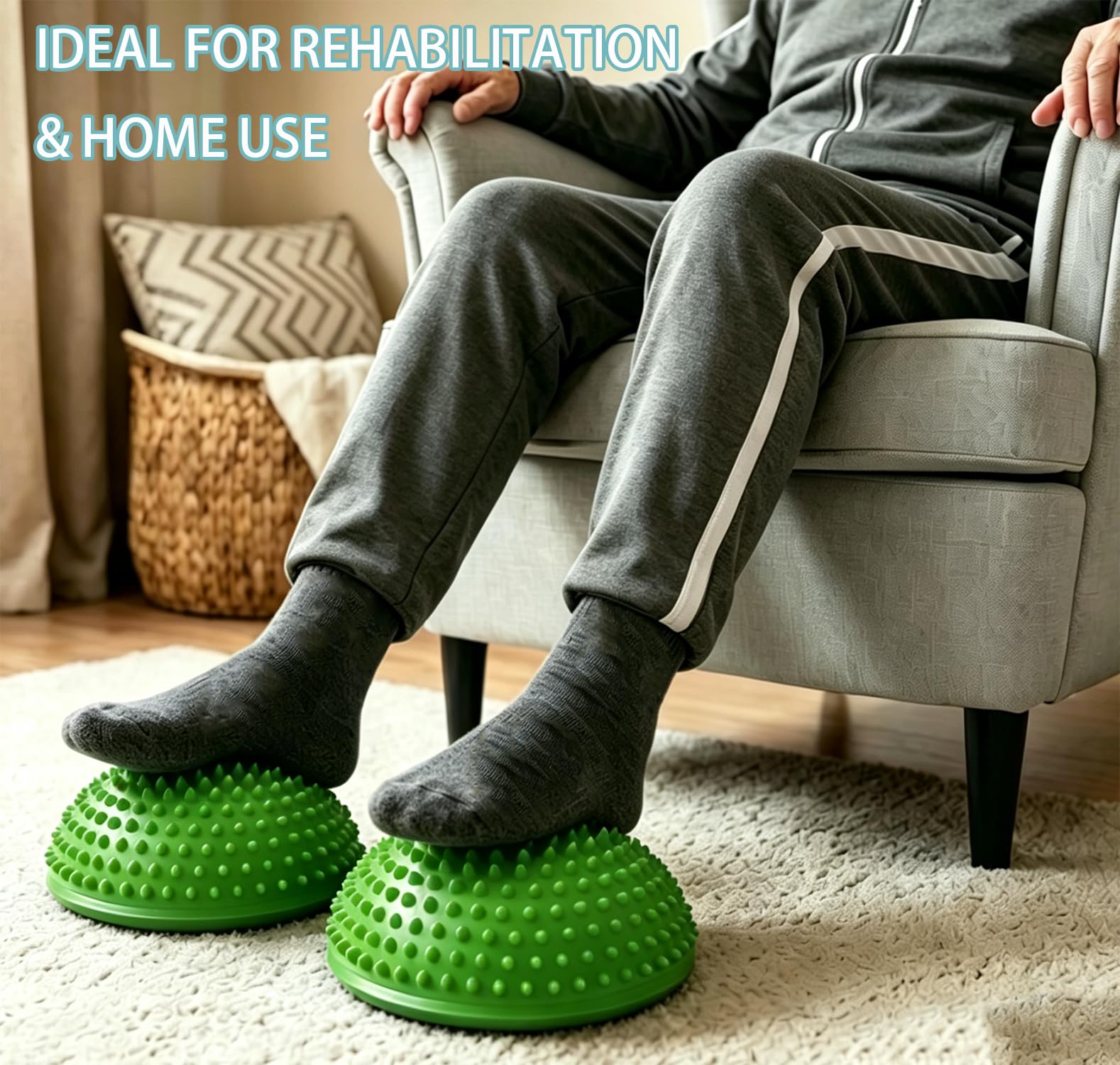 2er-Set Therapie Balance Igel, Balance-Igel Set, Fitness Halbkugel mit Luftpumpe Trittstein für Kinder & Erwachsene, Versch Balanceübungen I 8cm Groß