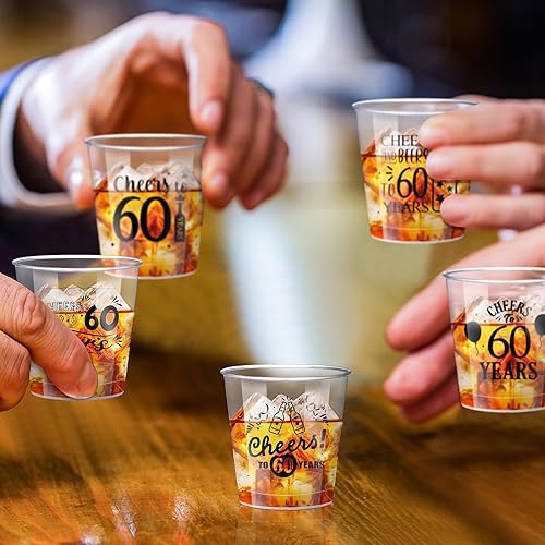 Miniatura 5 de Hushee 300 vasos de chupito de plástico de 2 onzas, desechables, regalos de fiesta de cumpleaños 60 para hombres y mujeres, suministros de