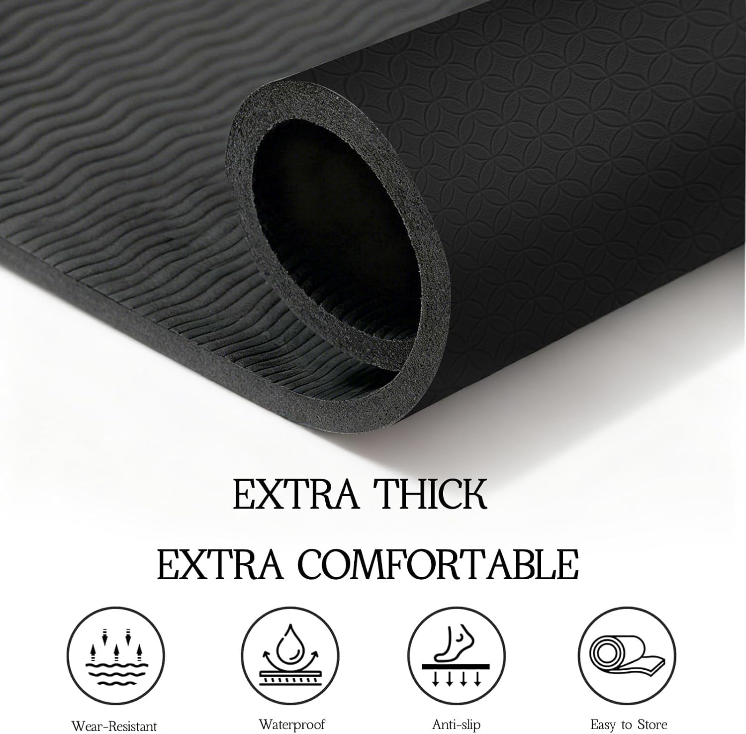 VTORY Extra Large Yoga Mat Thick Exercise Mat for Men and Women, Non-Slip, Durable Workout Mat for Home Workout, Yoga, Pilates, Stretching