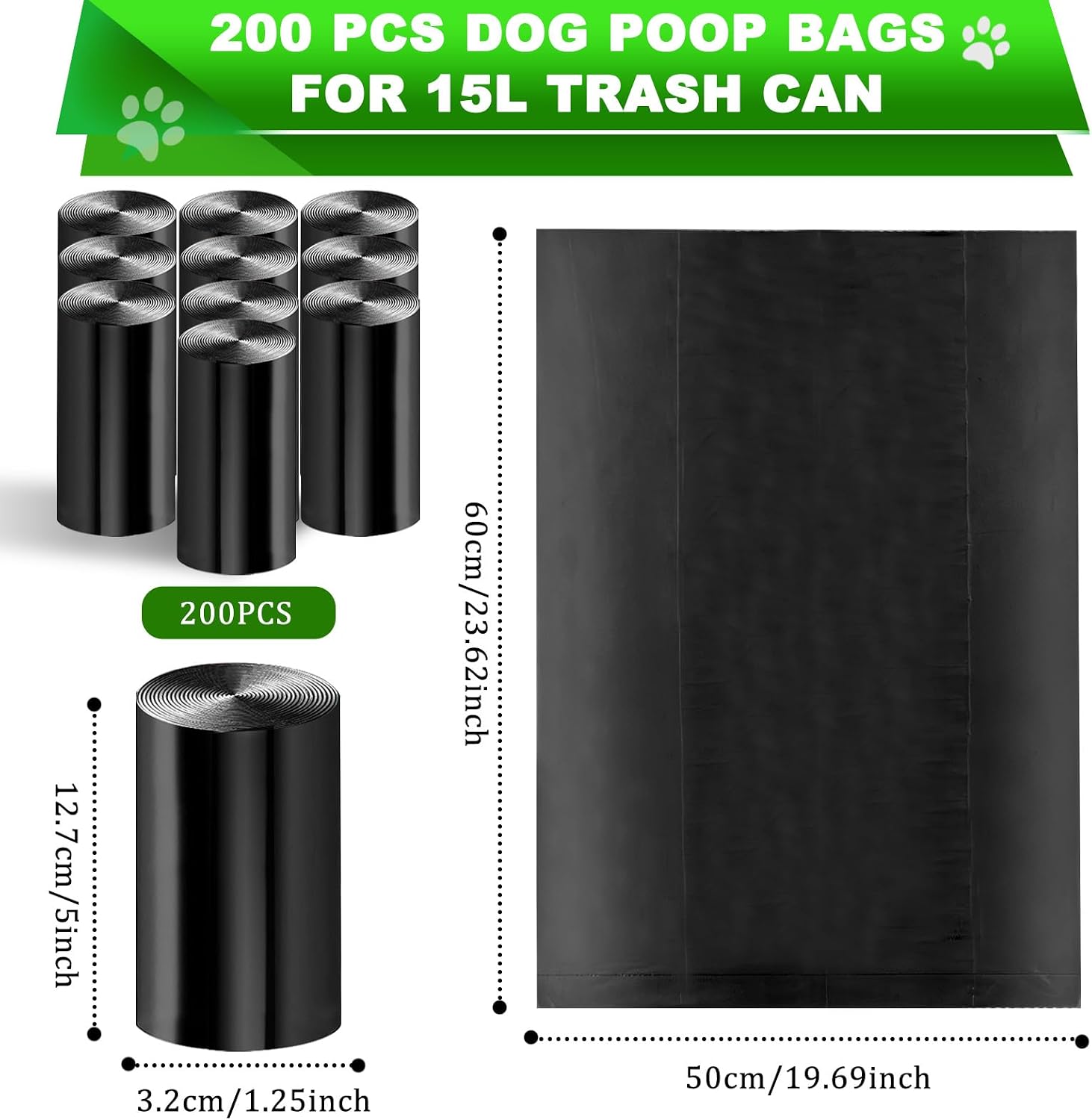 Dog Waste Bags - 200 Pcs Dog Poop Bags for 20L Dog Poop Trash Can image 2