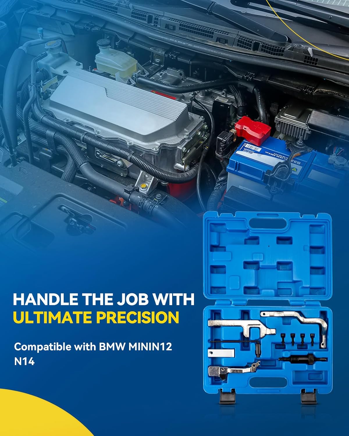 PHILTOP Engine Timing Tool Kit Camshaft Locking Tool Fit for Mini Cooper N12 N14, Camshaft Tensioning Locking Alignment Timing Belt Tool Kit, with Portable Case