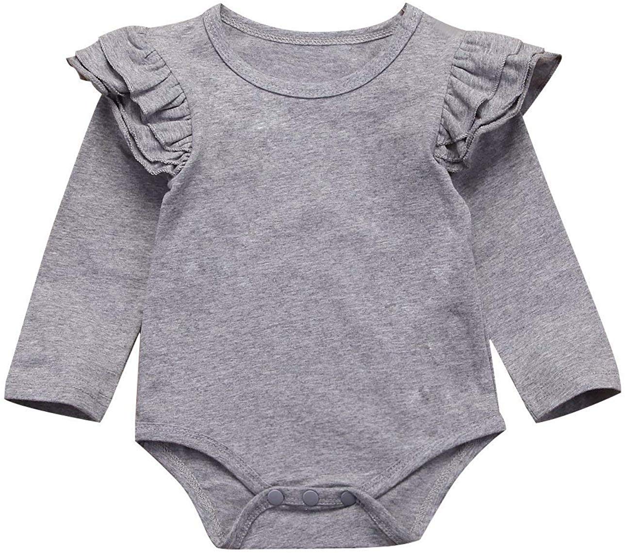 FIOMVABoy Romper Newborn Baby Girl Boy Romper Bodysuit Long Sleeve Summer Outfit Jumpsuit Clothes (Grey, Newborn)