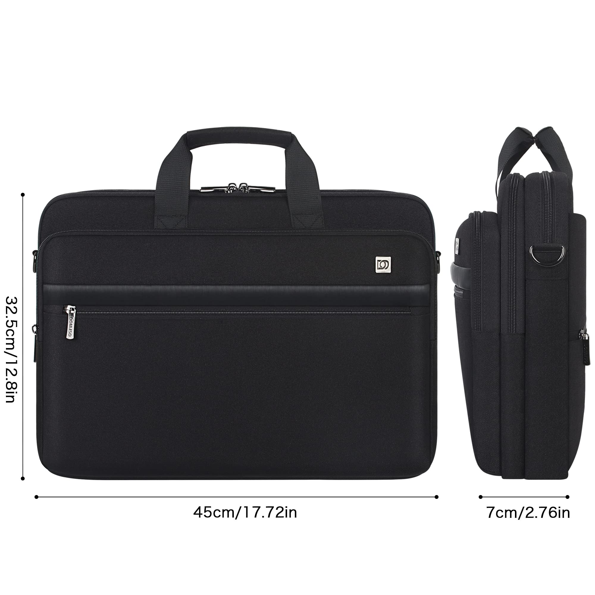 DOMISO Sac à bandoulière pour ordinateur portable 17,3" - Grande capacité - Noir