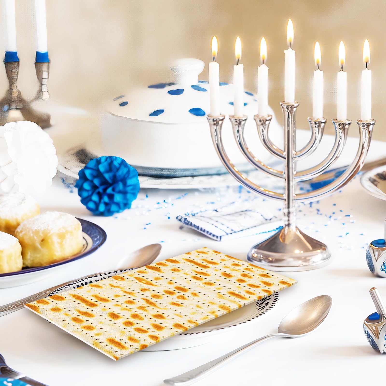Whaline Lot de 80 serviettes en papier jetables pour invités de Pâque Matzo Seder - Serviettes de table pour fête et salle de bain