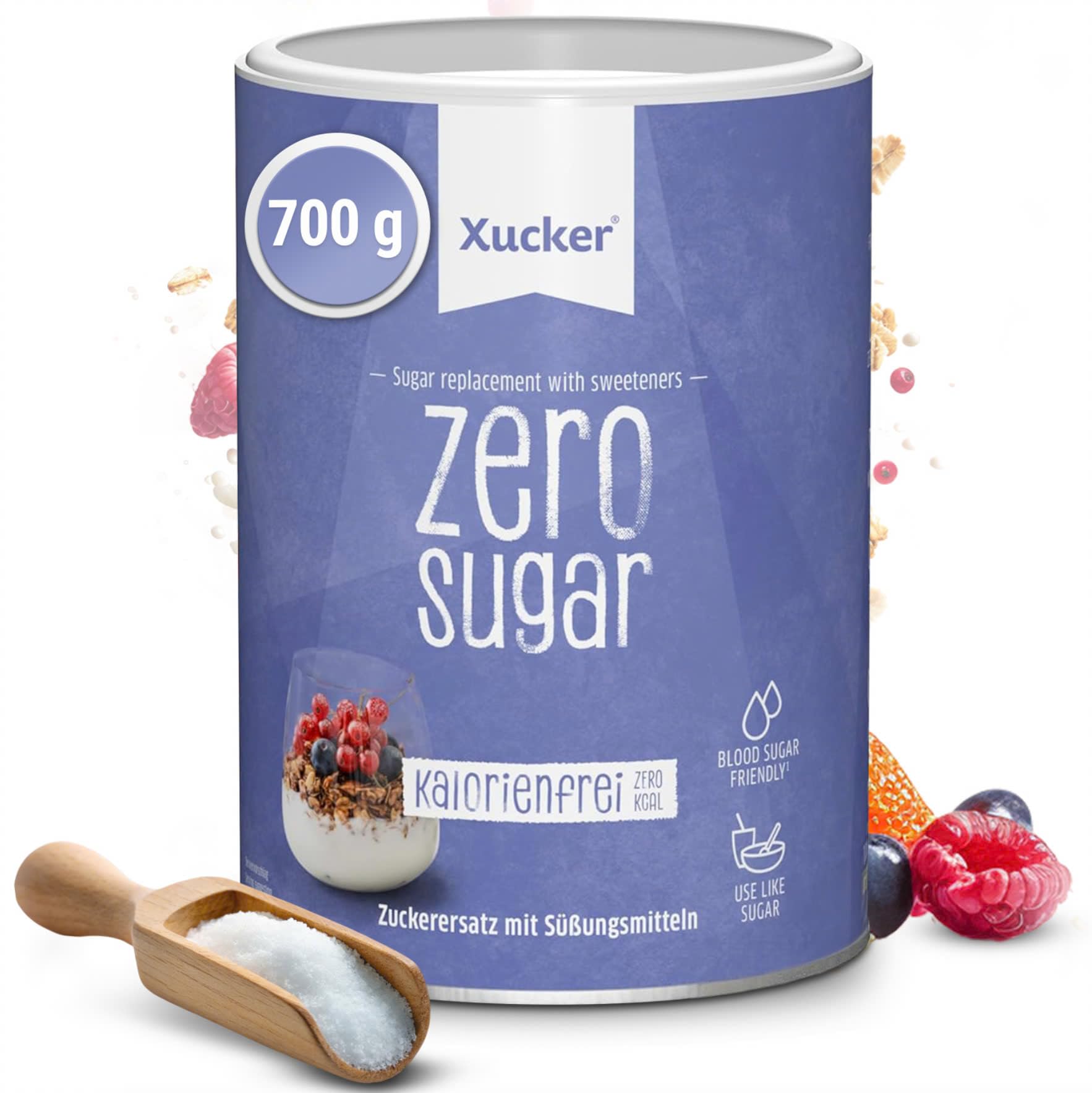 Xucker Zero Sugar Erythrit, kalorienfrei, 1:1 wie Zucker, zum Backen & Süßen, 700g