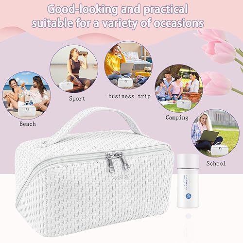 Miniatura 2 de Bolsa de maquillaje de viaje de gran capacidad para mujeres, bolsa de cosméticos portátil, bolsa de cosméticos impermeable de piel sintética