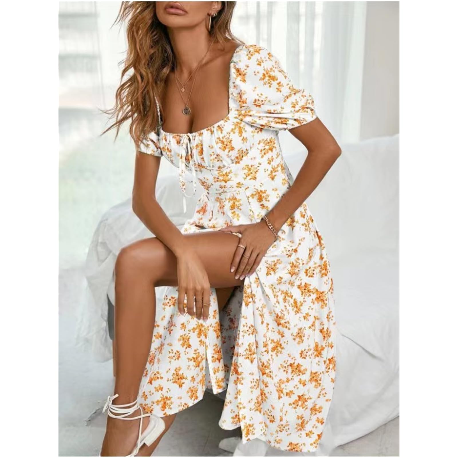 Robes D'Été Robes Pour Femmes Robes D'Été Mi - Longue Robes Pour Femmes Robe Moulante à Dos Découvert Élégante Sans Manches Split Casual Party Dress, HUTALIM, Bleu clair, XXL