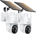 2K Security Cameras Outdoor Wireless, 2 Pack Solar Camera Wireless Outdoor with Battery, WiFi Cameras for Home Surveillance, 360° Pan & Tilt, Color Night Vision, 2-Way Audio, IP66, SD/Cloud Storage