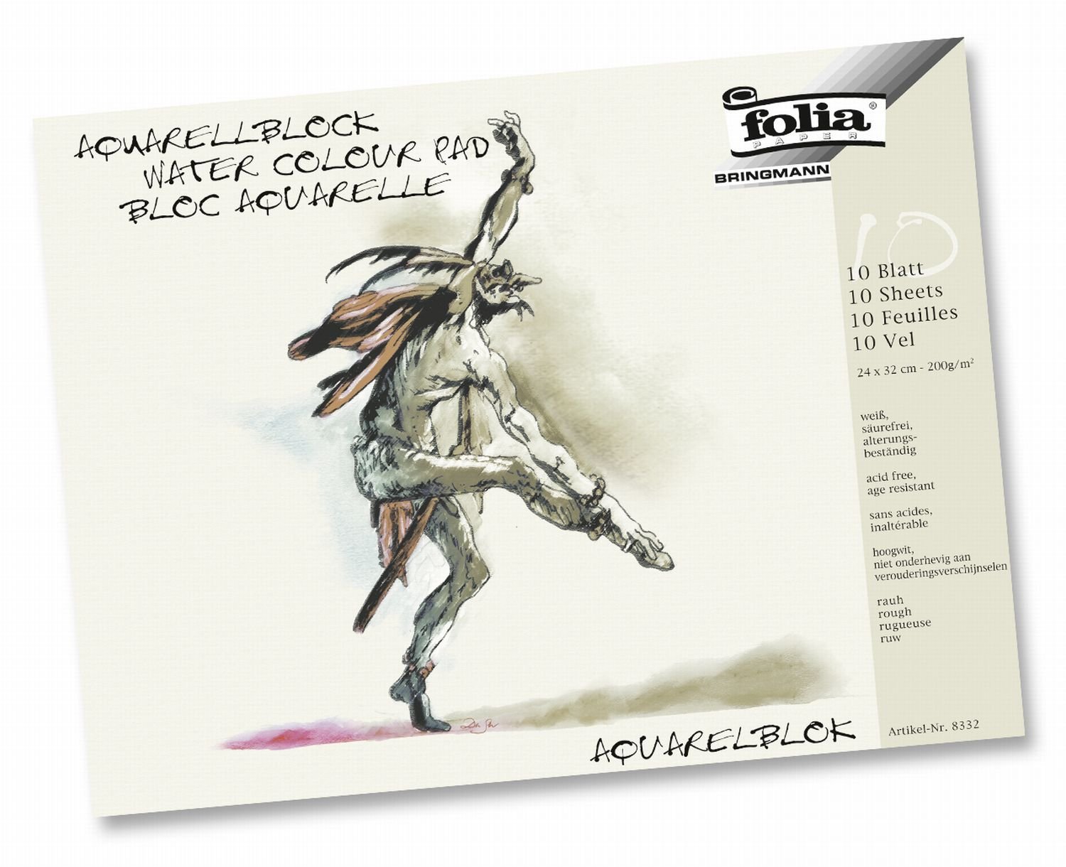 Bringmann 8332 Folia Water Colour Painting Pad Glued 10 Sheets