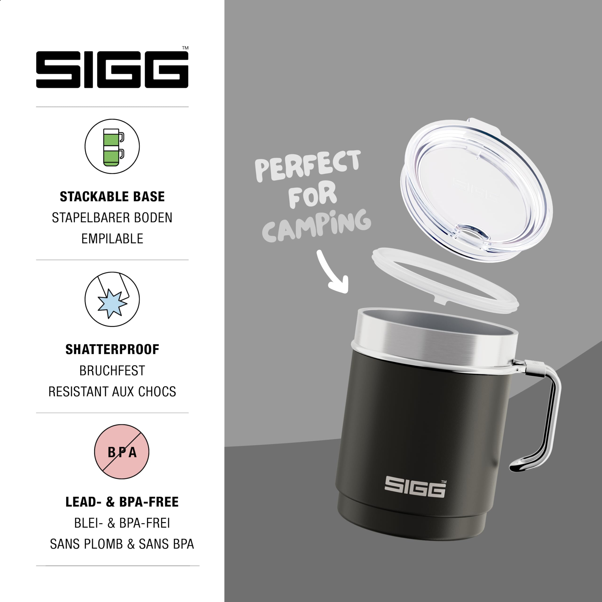 SIGG Isolierbecher Nova – 0,37 Liter, Aus Borosilikatglas, Mit Flip-Deckel, Spülmaschinenfest