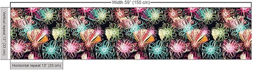 Vista 372 de Lunarable The Yard, tela azul real de The Yard, patrón de cerámica inspirado en el Medio Oriente estilo marroquí, estampado oriental, tela de satén