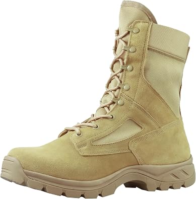 Mens Tactical Boots 8 Inches Military Boots Lightweight Work Boots Outdoor Combat Boots Waterproof Hiking Boots Black/Sand