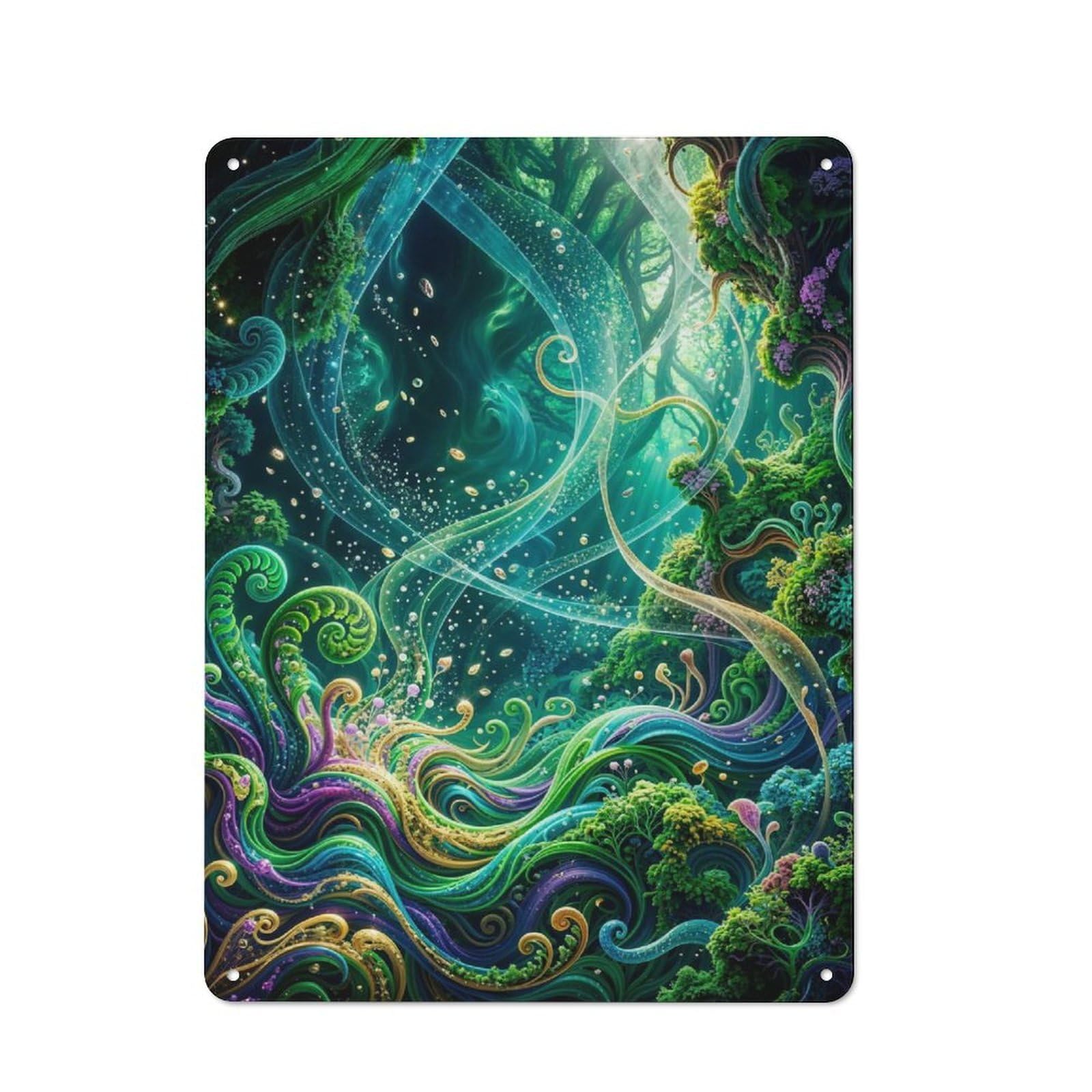 Junmoney Style-13 Vintage Metal Plaque 40X30cm Featuring Enchanted Forest A Whimsical Dreamscape For Home Bar Wall, A Metal Wall Feature For Home Bars And Entertaining Spaces