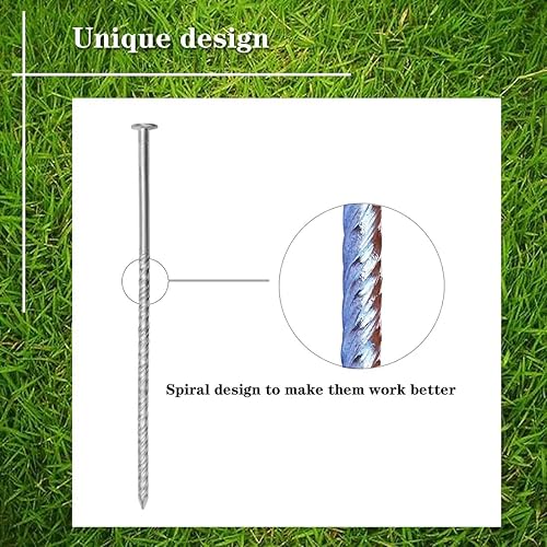 Miniatura 2 de Uitose 14 estacas para alfombras de autocaravana al aire libre, estacas de acero inoxidable Spira para patio, utilizadas para fijar alfombras,