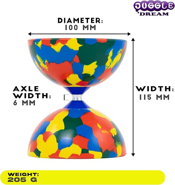 Diábolo Juggle Dream Jester multicolor con palos de fibra de vidrio listos para usar.