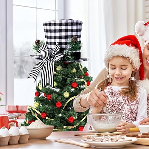 Miniatura 2 de URMAGIC Decoración para árbol de Navidad, 28 x 15 pulgadas, con sombrero y brazos articulados, adorno para árbol de Navidad, adornos para árbol de