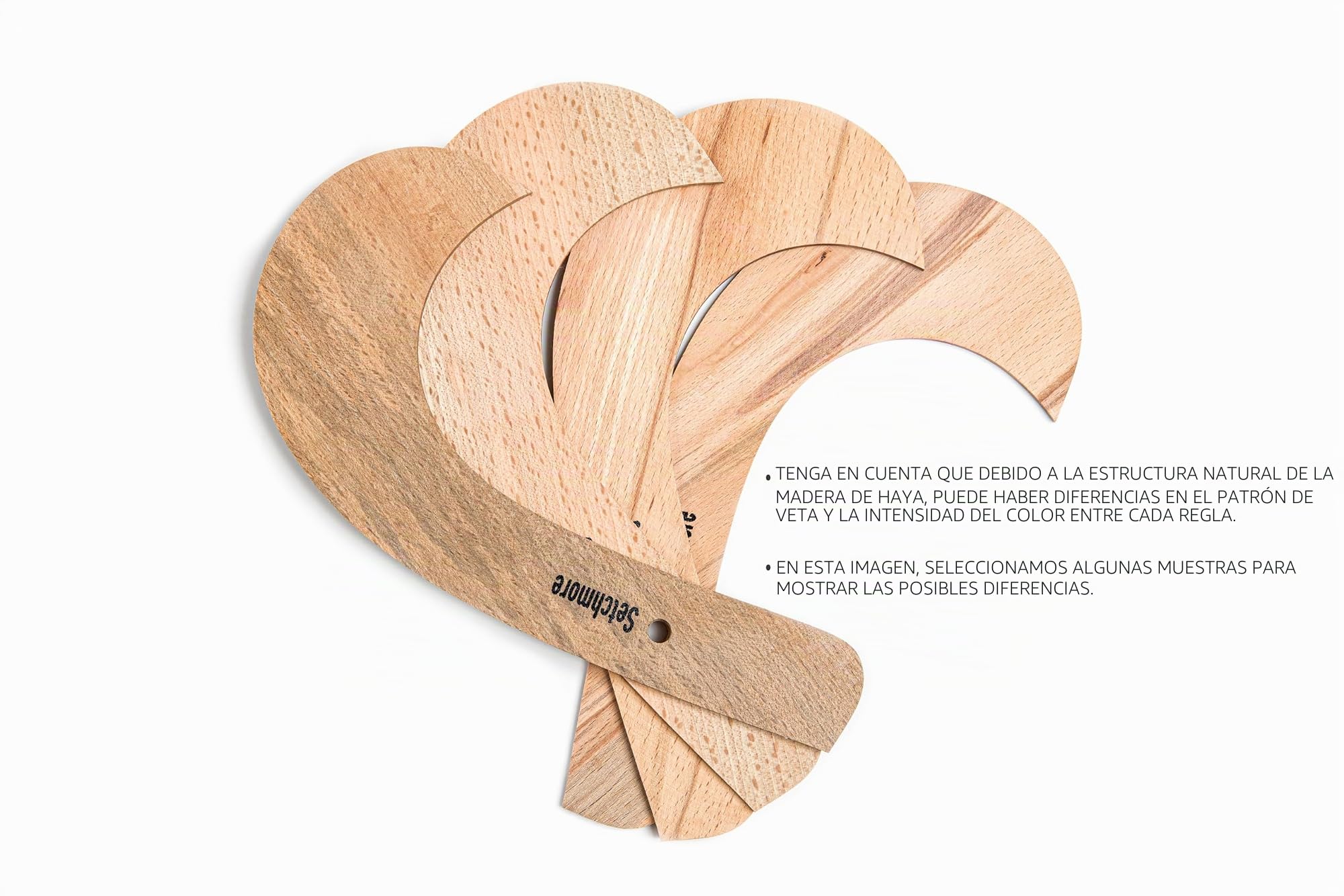 Juego de 7 reglas de costura de madera de haya, regla curva de madera vintage para hacer patrones y diseño de moda, herramientas de costura para alteraciones de ropa
