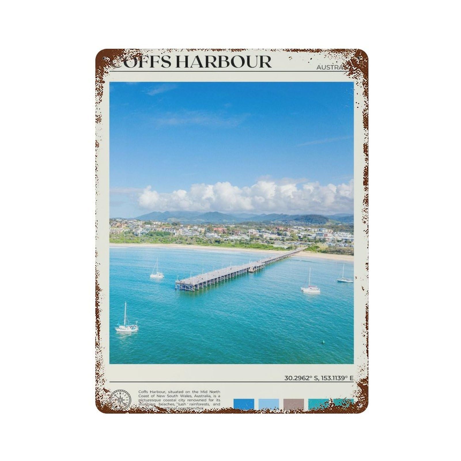 xiaoxiaoshen Real Photo Coffs Harbour Australia Decor Wall Decor Art Metal Tin Poster Modern Home Decor Art Home Bar Shop Decorations Vintage Sign 40x30cm