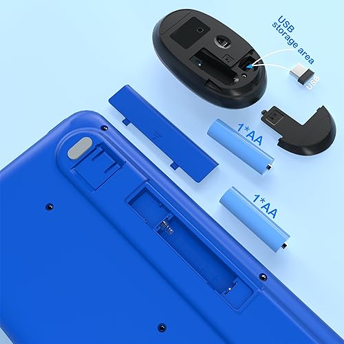 Miniatura 6 de NEOBELLA - Juego de teclado y mouse inalámbricos para computadora, colorida máquina de escribir flotante, receptor USB, teclado y mouse con