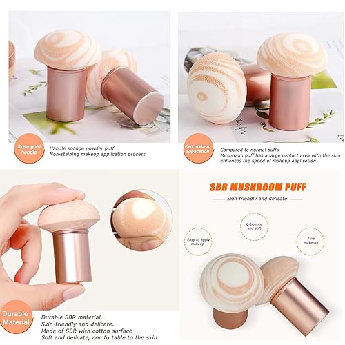Miniatura 6 de Gidary Esponja de maquillaje de hongos sin látex esponja de belleza para la cara seca y húmeda doble uso para corrector BB crema base de aire 2