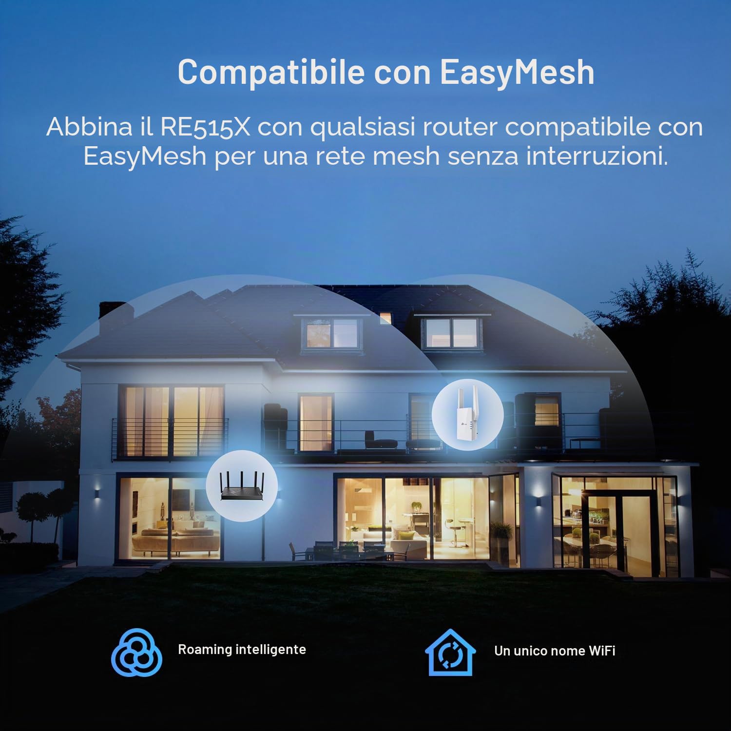 TP-Link RE515X AX1500 WiFi 6 Range Extender w/Ethernet | Amplificatore ripetitore wireless dual-band 1.5G | Fino a 1800 piedi quadrati, 64 dispositivi | Booster di segnale Internet | Configurazione