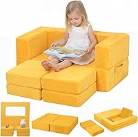Vista 8 de MeMoreCool Sofá Modular para Niños, Sofá de Juego de Pana para Niños Pequeños para Dormitorio, Muebles de Sala de Juegos, Sofá Cama de Espuma