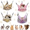 4PCS Double-Layer Pet Cage Hammock, Small Animal Hanging Hammock Ferret Bunk Bed Pet Rat Hanging Bed Cage Soft Velvet Pet Hammocks for Ferret,Sugar Glider,Parrot,Hamster Rat Hideout Play Sleep