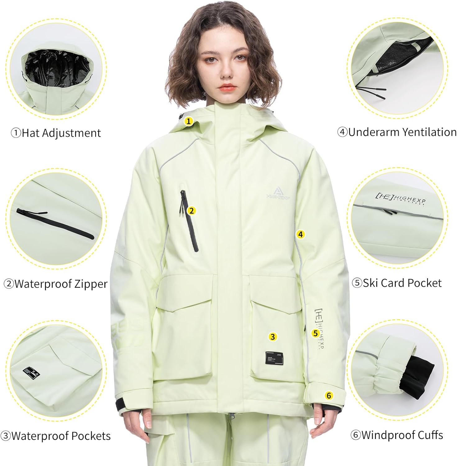 Ski Jacket Snowboard Coat Snow Winter Waterproof Insulated Windproof Baggy Warm Hoo... - Image 4