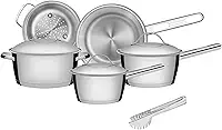 Jogo de Panelas Tramontina Aço Inox Allegra 5 Peças Fundo Triplo + Pegador de Massa