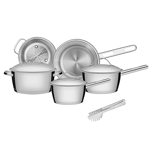 Jogo de Panelas Tramontina Aço Inox Allegra 5 Peças Fundo Triplo + Pegador de Massa Jogo de Panelas Tramontina Aço Inox Allegra 5 Peças Fundo Triplo + Pegador de Massa