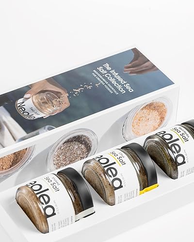 Miniatura 2 de Neolea Juego de regalo de copos de sal marina griega, 3.53 oz de cada una de las tres variedades hierba pura, ahumada y mediterránea, sal escamosa