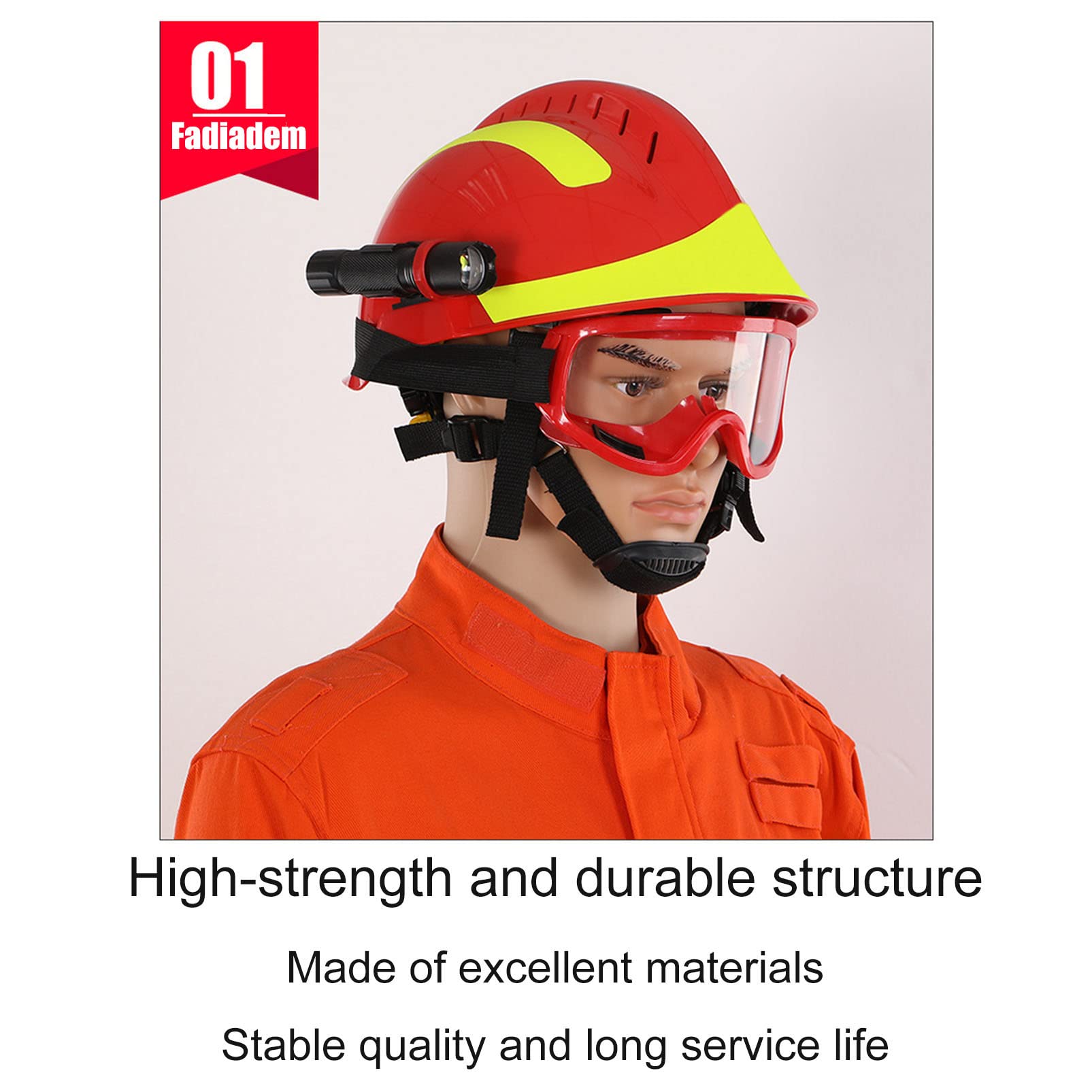 Cascos de Seguridad de Rescate de Emergencia Casco Duro, Casco de Bombero Equipo de protección Personal, Casco de Rescate antiimpacto con Faro y Gafas
