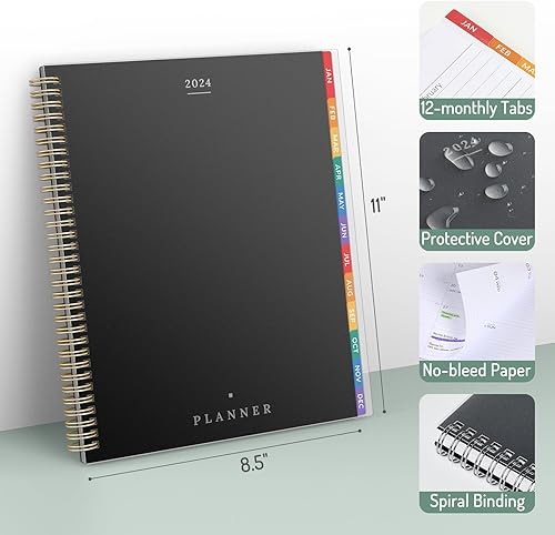 Miniatura 5 de Agenda semanal y mensual 2024 con espiral, enero de 2024 a diciembre de 2024, A4 (8.5 x 11 pulgadas), calendario Forvencer 2024, planificador de 12