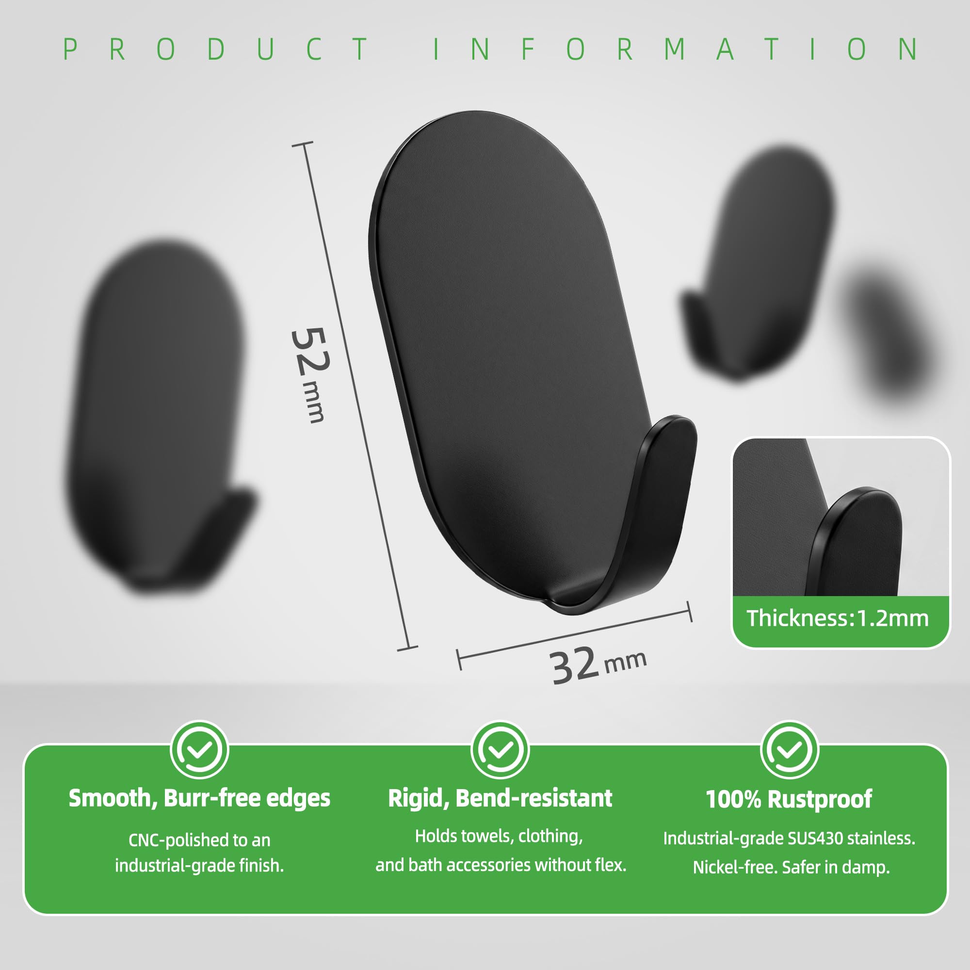 Ganchos autoadhesivos de pared sin clavos, pack de 10, resistentes para baño y cocina