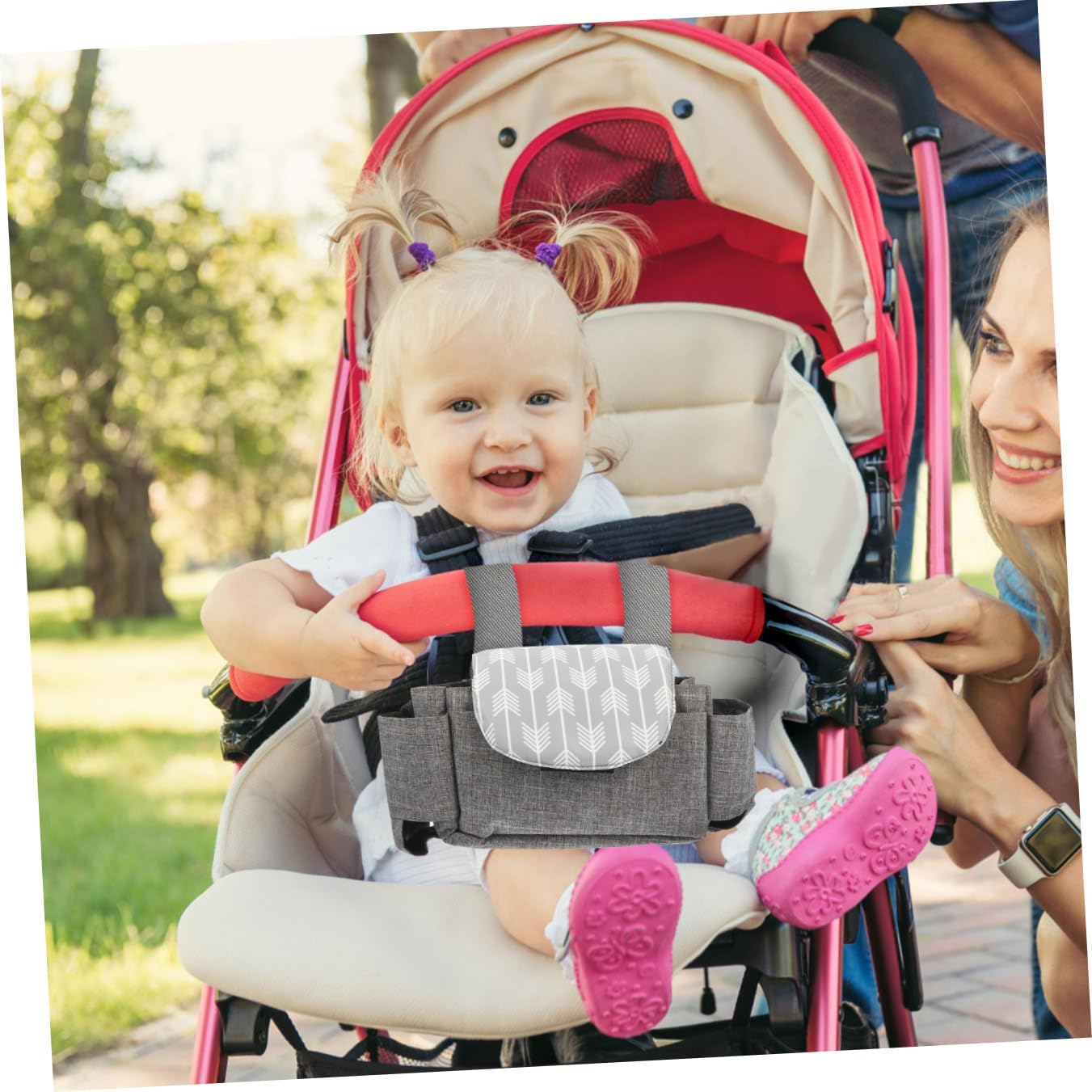 Garneck Universal Stroller Bag for Babies Diaper Organizer Adjustable Straps Waterproof Fabric and Easy Access Pockets for Travel and Daily Use