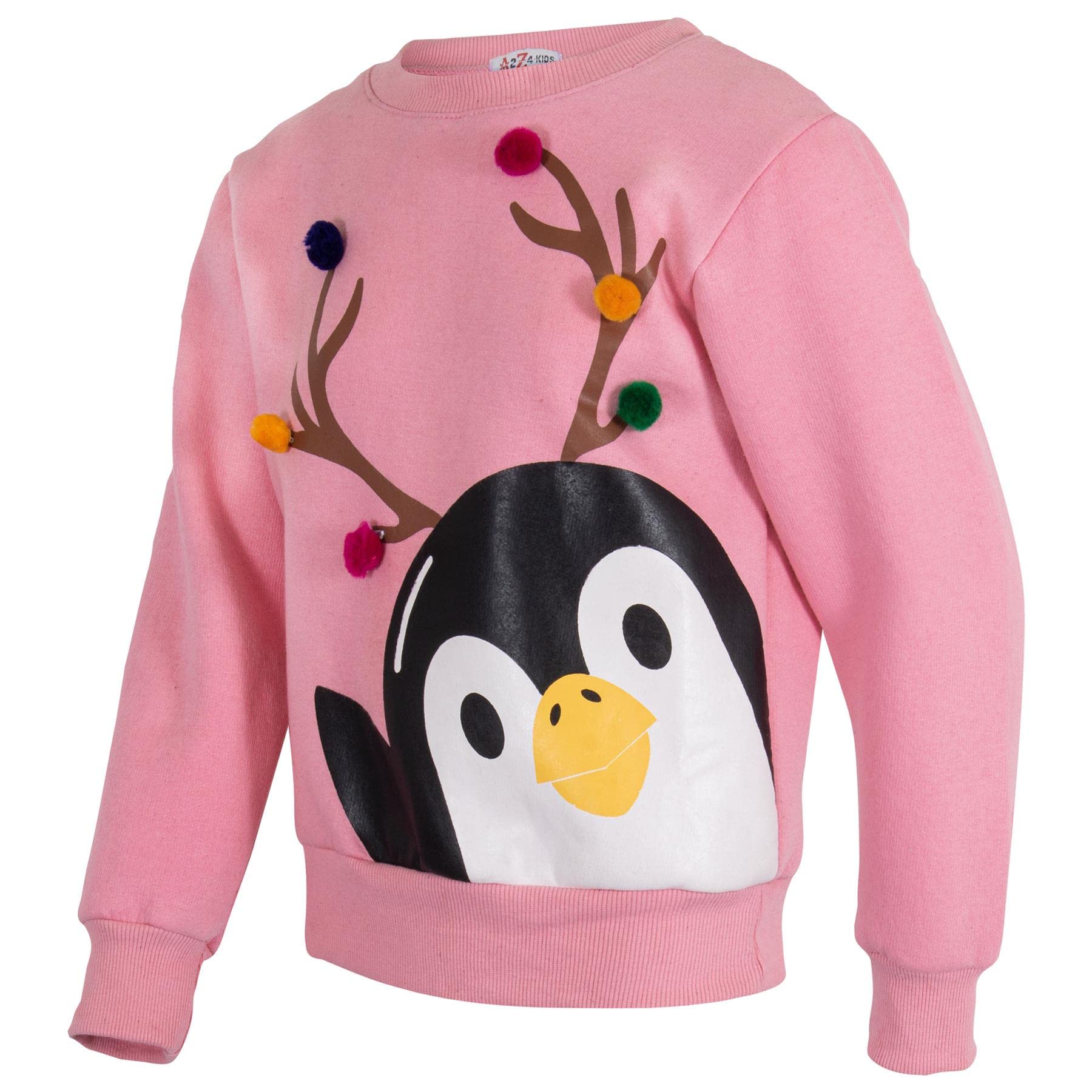 A2Z 4 Kids Dziewczynki Chłopcy Boże Narodzenie Słodki Pingwin Twarz Wygodny Bluza Miękki Polar Okrągły Dekolt Długi Rękaw Boże Narodzenie Koszule Modne Trendy Sweter Dla Unisex Dzieci 2-13 Lata