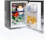 12V Mini Fridge with Lock, 1.0 Cu.Ft RV Fridge with Reversible door, 12V 110V Small Semi Truck Fridge, Silent Portable Refrigerator for Apartment, RV, Camper, Black