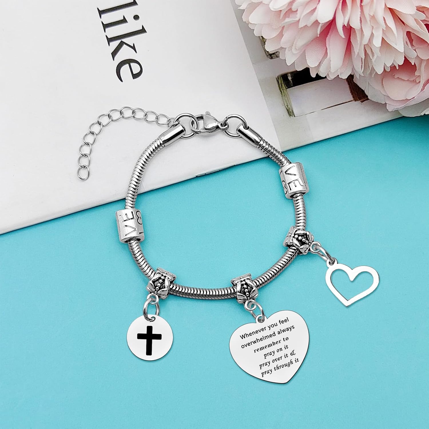 Mxrymvu Religious Gift for Women Cross Bracelet Christian Gifts for Female Inspirational Gifts for Friends Mom Daughter Jewelry Confirmation Baptism Easter Gift for Christmas Birthday Thanksgiving - Image 3